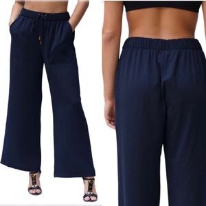 DONNA KARAN Navy Blue Drawstring Pants Size XS